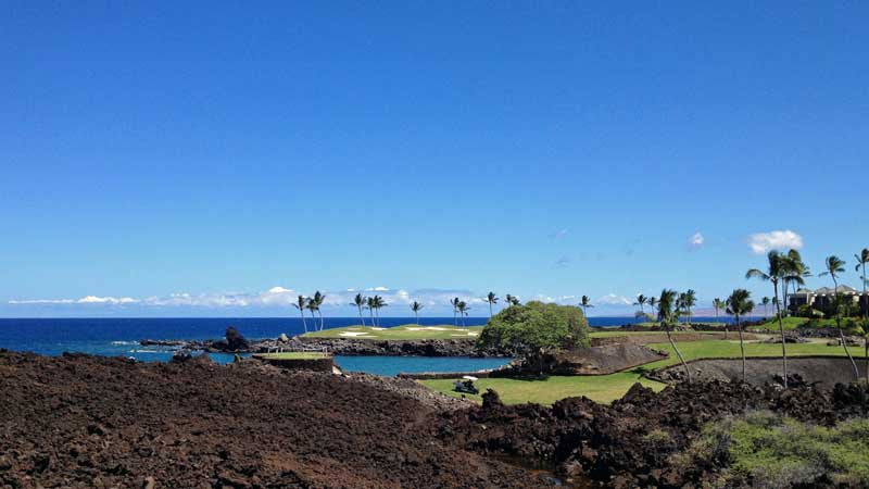 Mauna Lani views from 13 green towards 15th hole