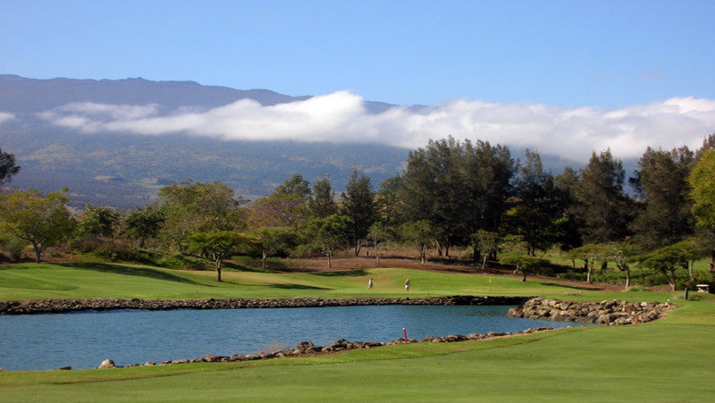 Big Island Country Hawaii view of lake and volcano