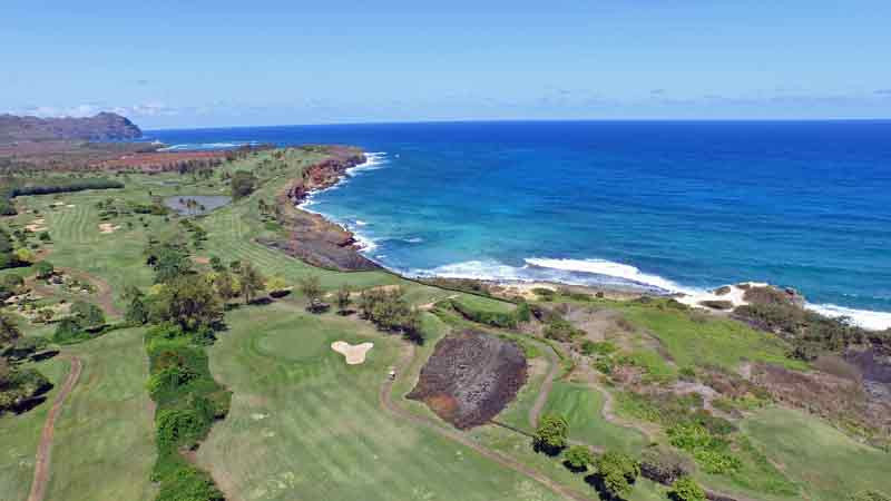 Poipu Bay  views from drone  hawaii tee times
