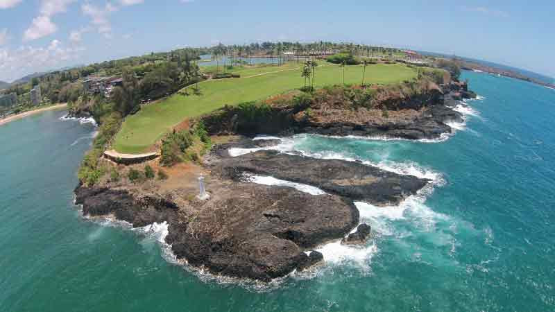 Kauai Lagoons Drone View 16th Hawaii Tee Times