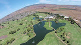 Aerial view of Kapolei golf course with Hawaii Tee Times Drone