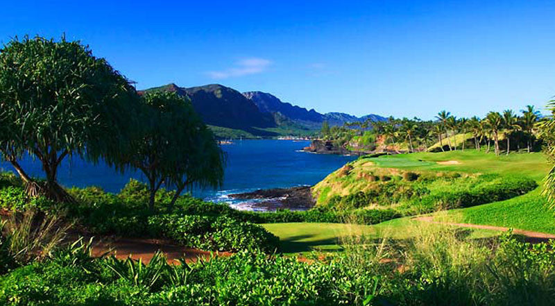 Kauai Lagoons Golf Club incredible views of ocean and mountain